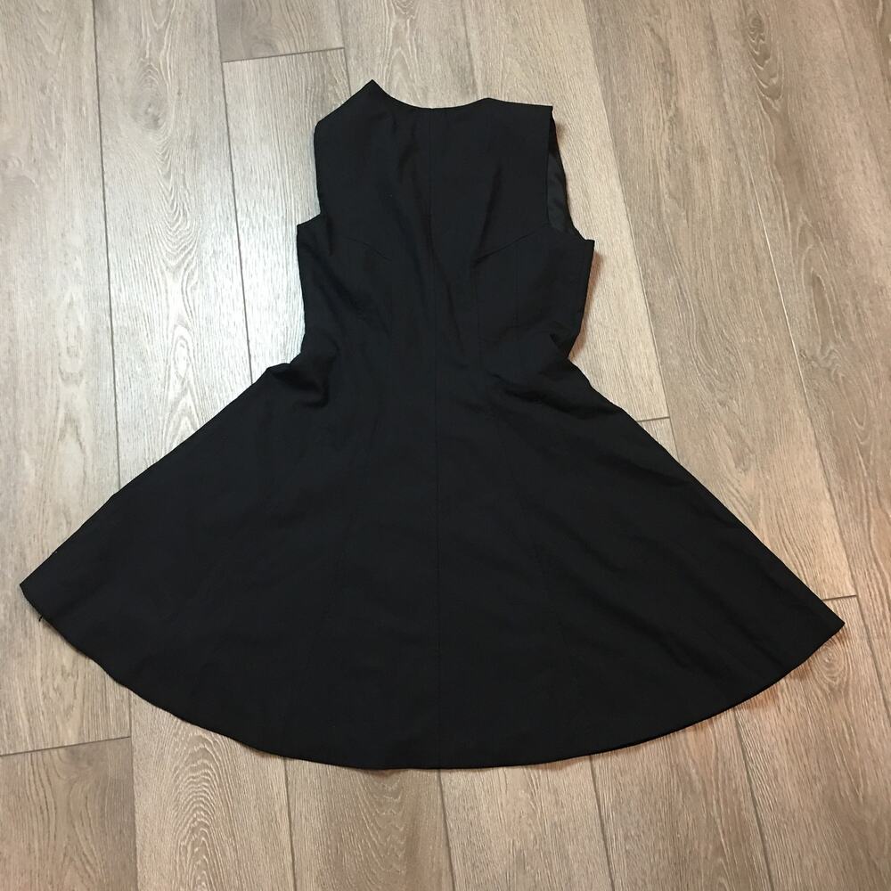 Theory 98% wool Black Bonbi Zip-Front Fit & Flare Dress Sleeveless Full Zip 10